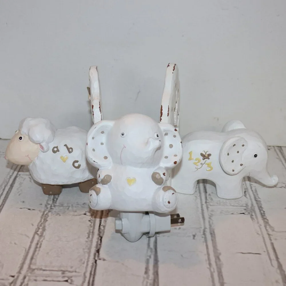 🐘🐑 Lamb & Elephant Bookend + Night Light Set · Dicksons · 5.25